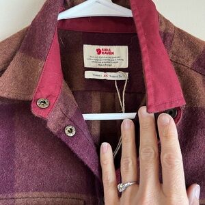 NWOT FJALLRAVEN Wool Blend Plaid Snap Shirt